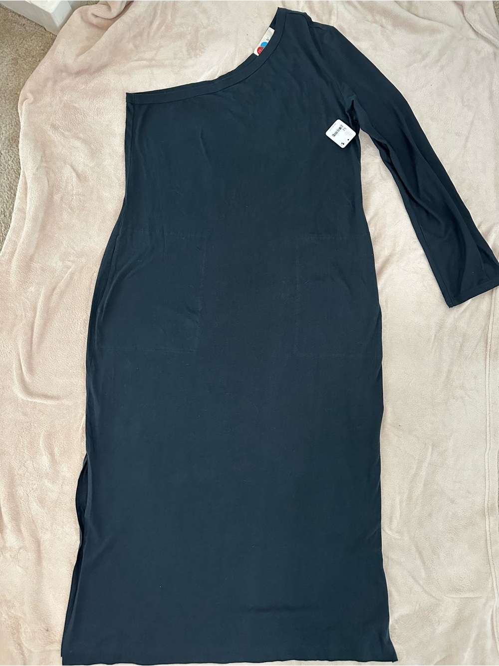 Free People One-Shoulder Black Midi Dress